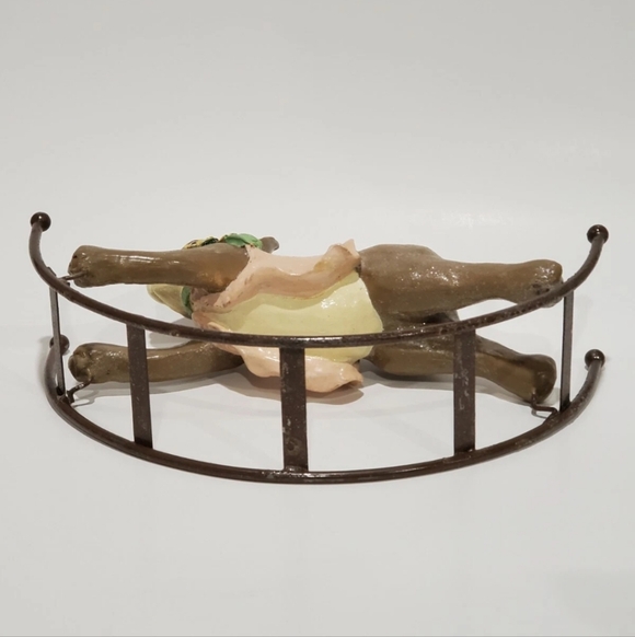 Vintage Inspired Charming Brown Rocking Rabbit Bunny Figurine 10" - Picture 3 of 4